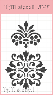 Трафарет 6 х 9 см, TATI stencil 5148, Орнамент, узор, центр